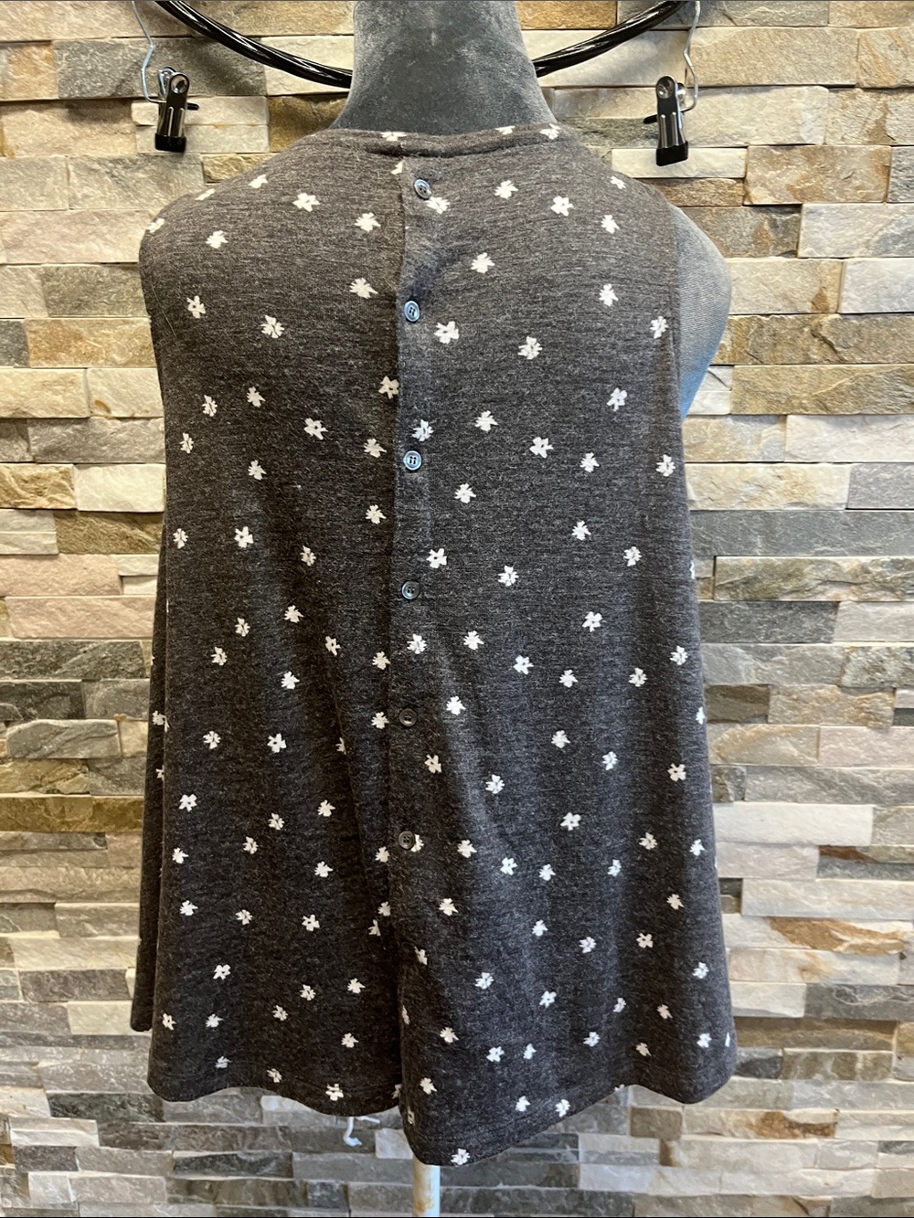 LOFT Charcoal Sleeveless Floral Swing Tank - Picture 3 of 7